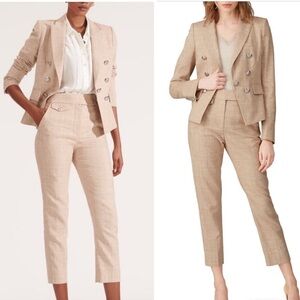 NEW! Veronica Beard Suit Set Diego Dickey Blazer sz 0 and Renzo Pants sz 2 Beige
